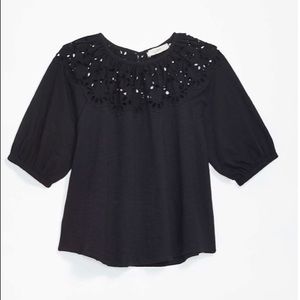 NWT LOFT Women's Eyelet Yoke Swing Tee